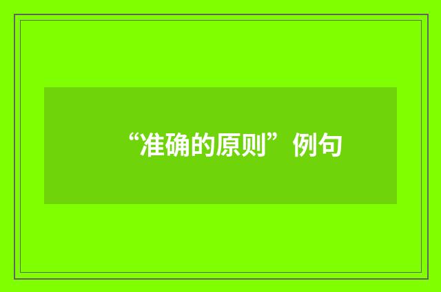 “准确的原则”例句