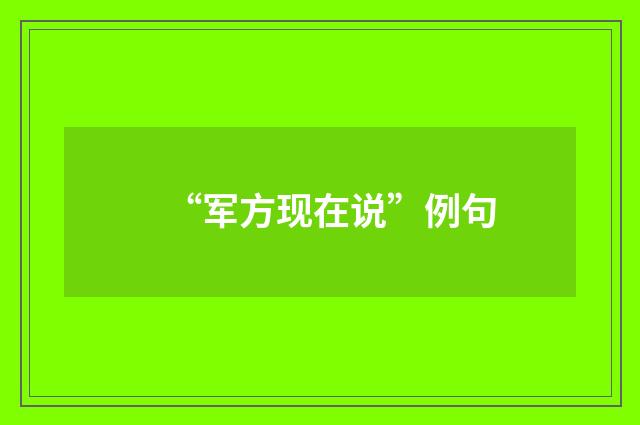“军方现在说”例句