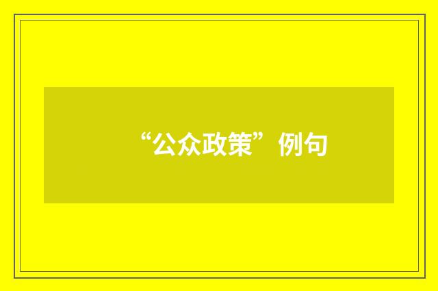 “公众政策”例句