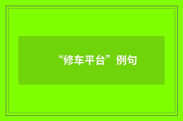 “修车平台”例句