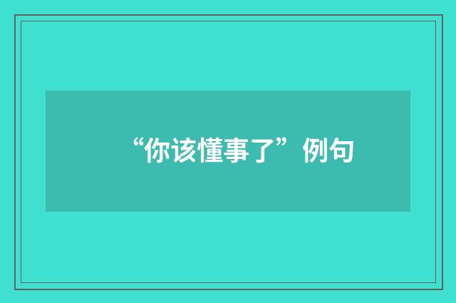 “你该懂事了”例句
