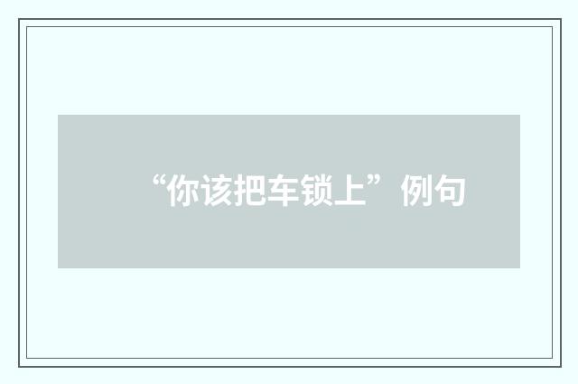 “你该把车锁上”例句