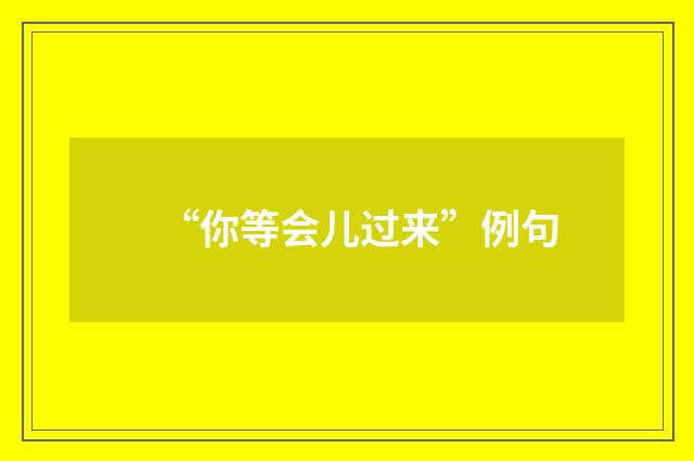 “你等会儿过来”例句