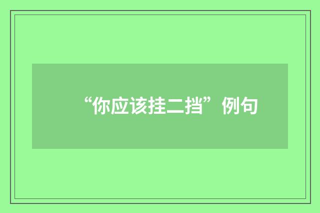“你应该挂二挡”例句
