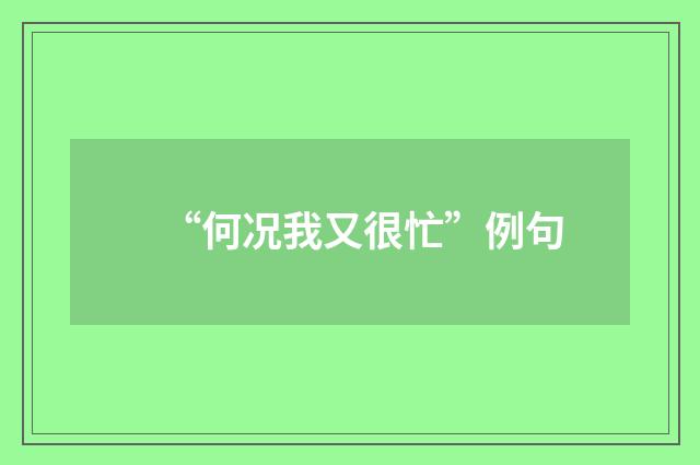 “何况我又很忙”例句
