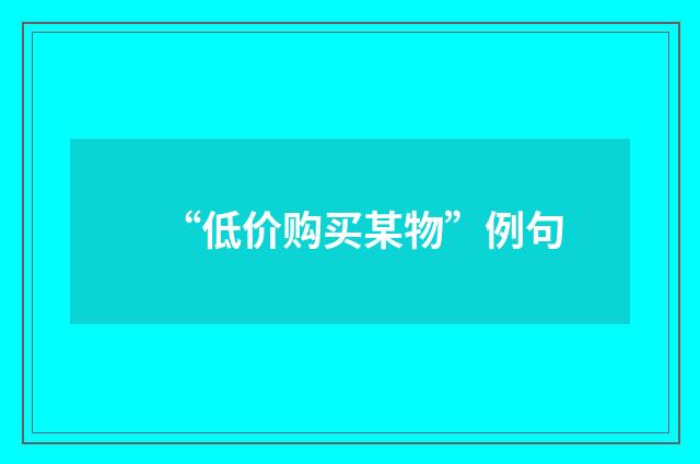 “低价购买某物”例句