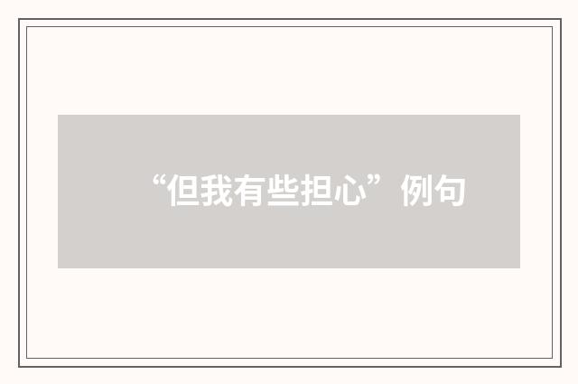 “但我有些担心”例句