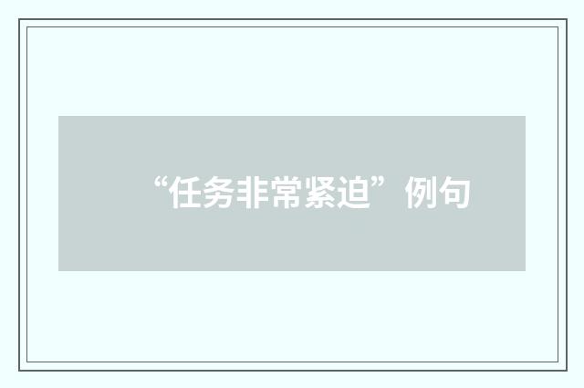 “任务非常紧迫”例句