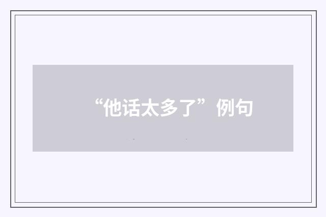 “他话太多了”例句