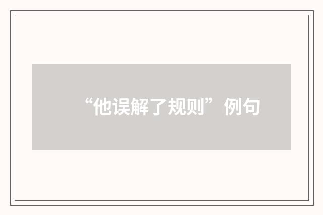 “他误解了规则”例句