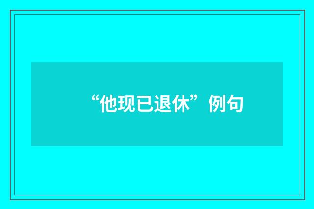 “他现已退休”例句