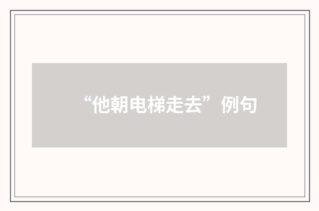 “他朝电梯走去”例句
