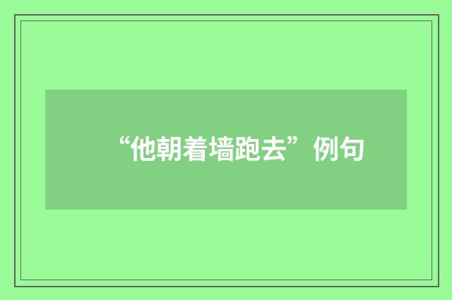 “他朝着墙跑去”例句