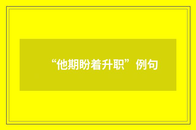 “他期盼着升职”例句
