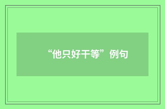 “他只好干等”例句