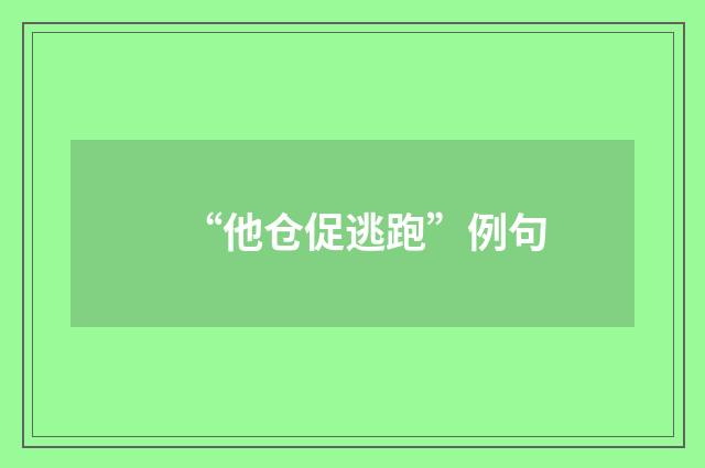 “他仓促逃跑”例句