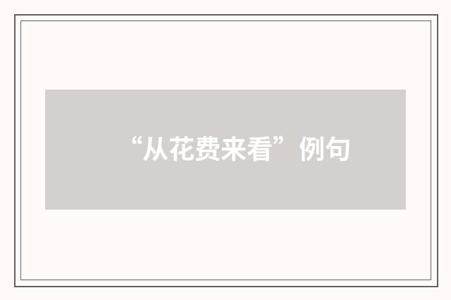 “从花费来看”例句