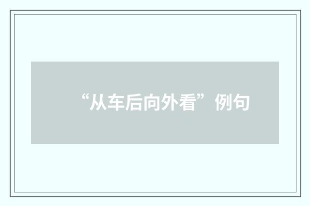 “从车后向外看”例句