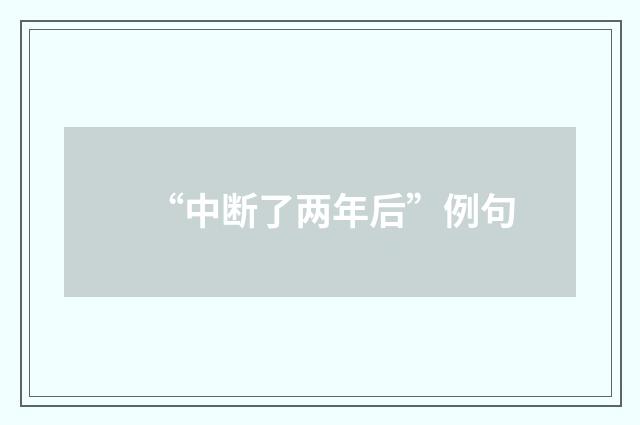 “中断了两年后”例句