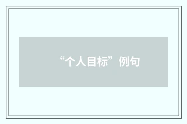 “个人目标”例句