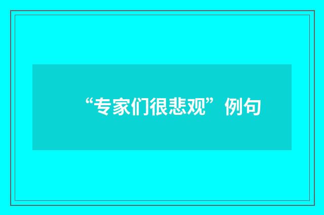 “专家们很悲观”例句