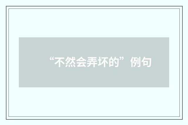 “不然会弄坏的”例句