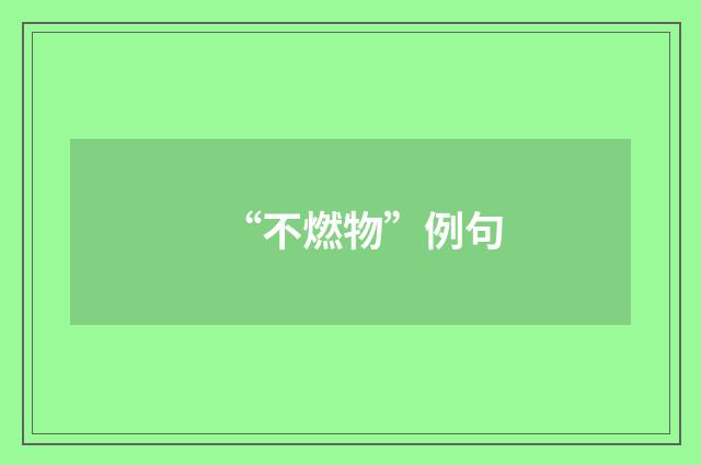 “不燃物”例句