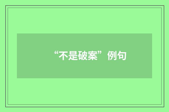 “不是破案”例句