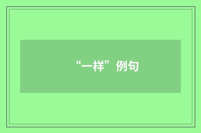 “一样”例句