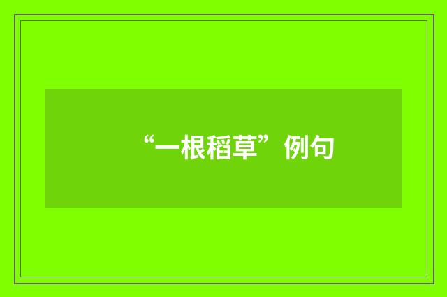 “一根稻草”例句