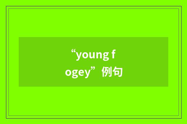 “young fogey”例句
