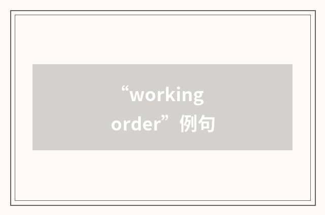 “working order”例句