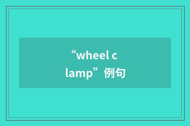 “wheel clamp”例句