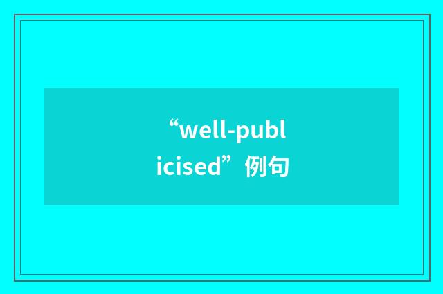 “well-publicised”例句