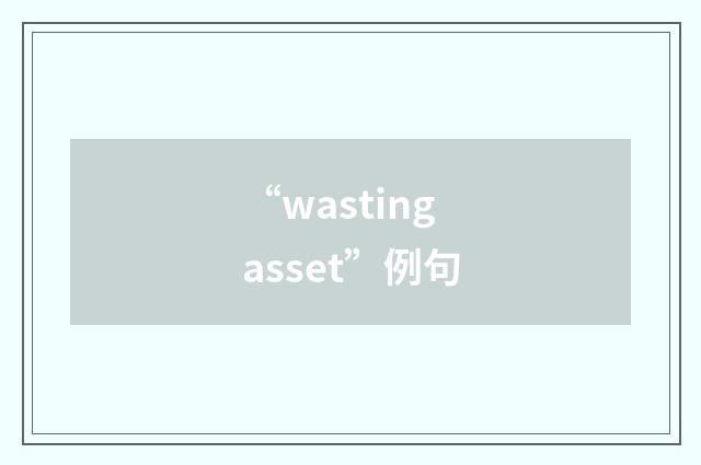 “wasting asset”例句