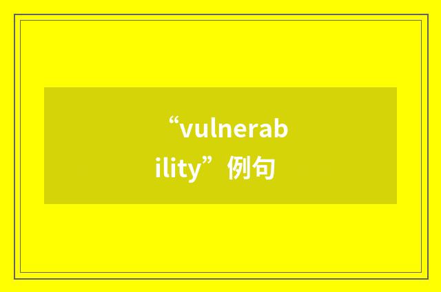 “vulnerability”例句