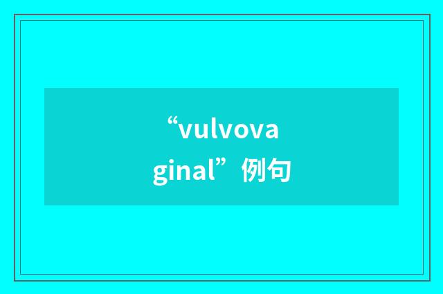 “vulvovaginal”例句