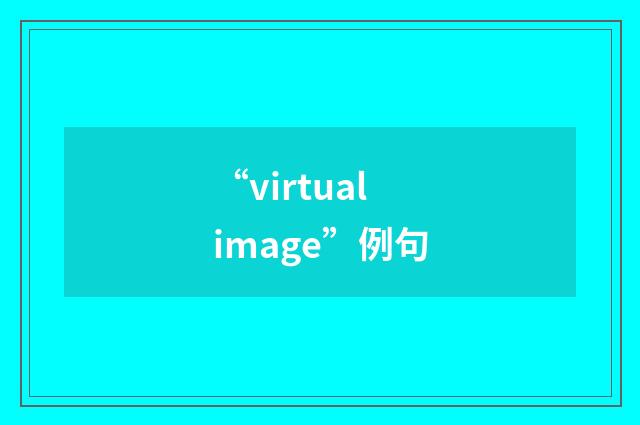 “virtual image”例句