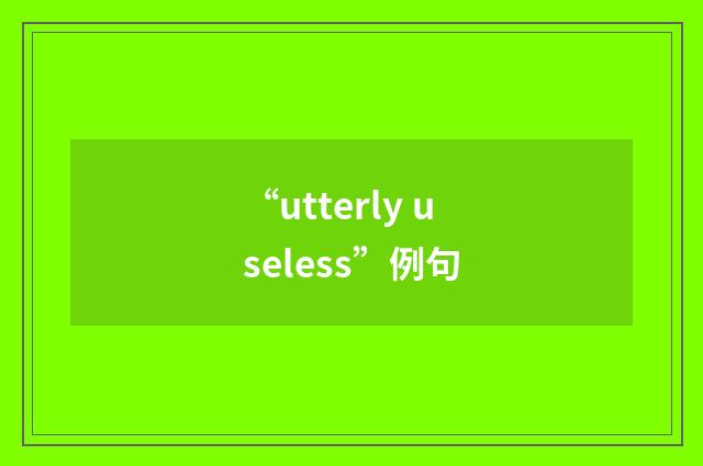 “utterly useless”例句