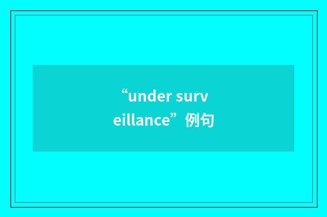 “under surveillance”例句