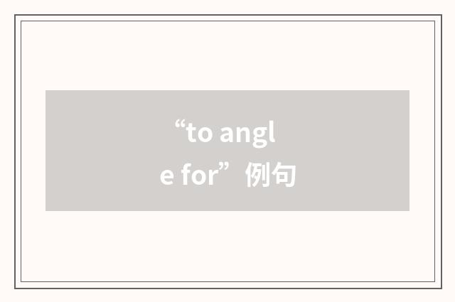 “to angle for”例句