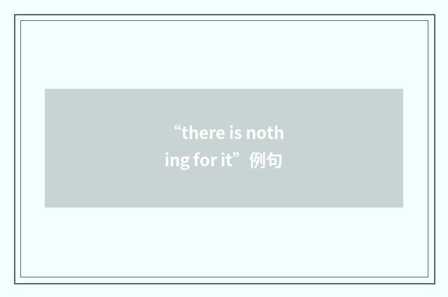“there is nothing for it”例句