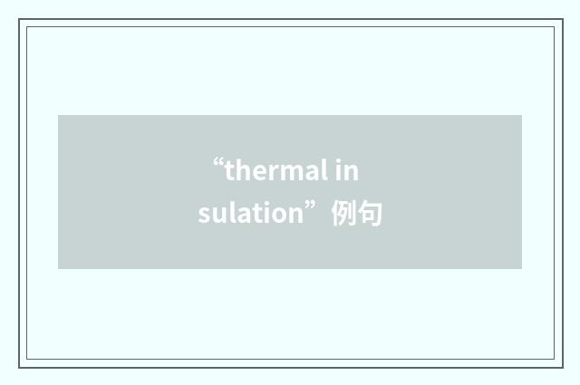 “thermal insulation”例句