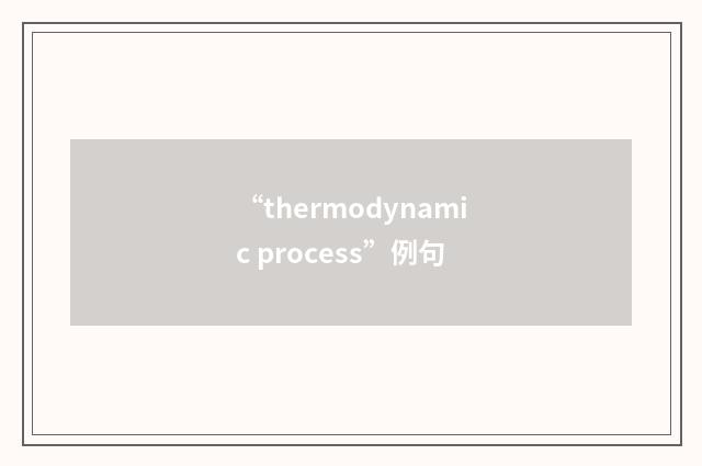 “thermodynamic process”例句