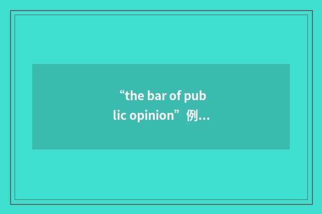 “the bar of public opinion”例句