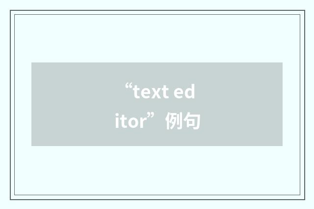 “text editor”例句
