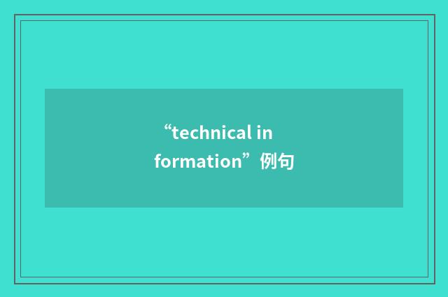 “technical information”例句