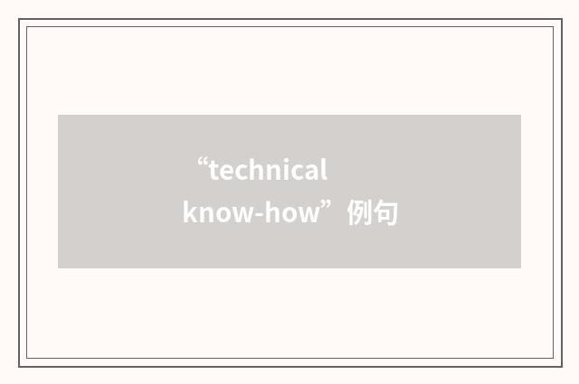 “technical know-how”例句