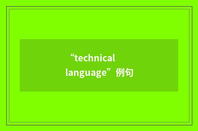 “technical language”例句