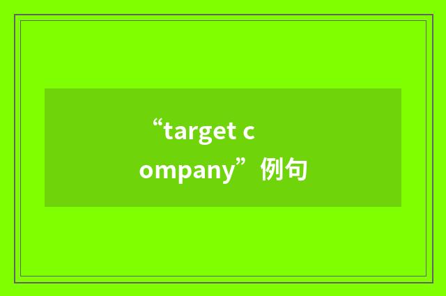 “target company”例句